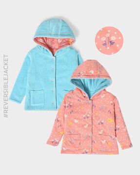 pack of 2 girls floral print hooded jacket