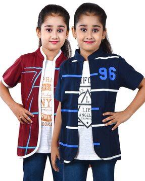 pack of 2 girls printed front-open shrug
