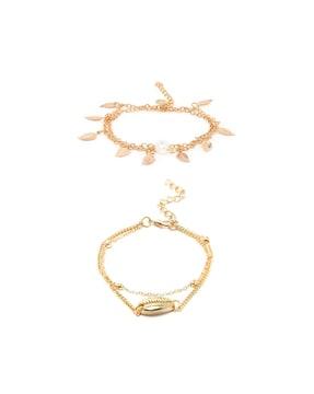 pack of 2 gold-plated anklets