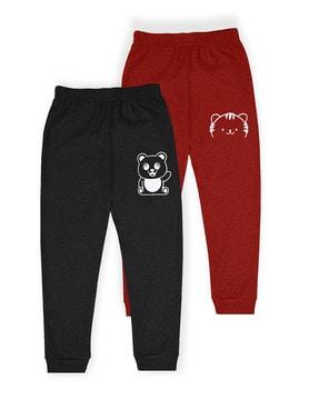 pack of 2 graphic printed straight track pants