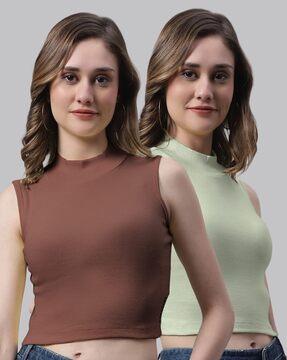 pack of 2 high-neck slim fit top