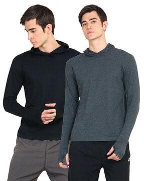 pack of 2 hooded crew-neck t-shirts