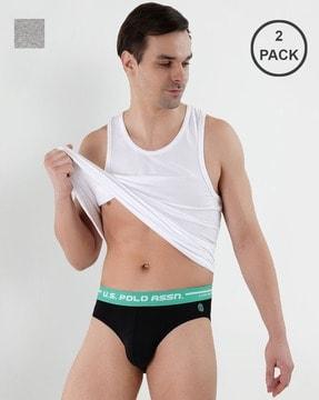 pack of 2 iyah briefs with logo waistband
