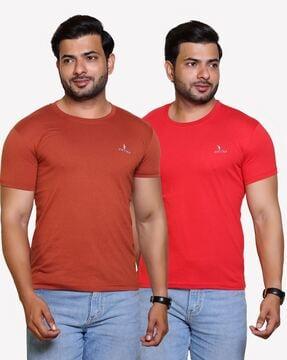pack of 2 logo print t-shirt with round neck