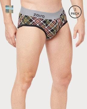 pack of 2 men checked briefs regular fit with elastic waist