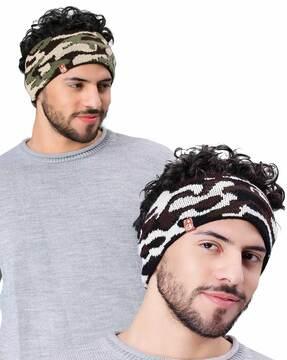 pack of 2 men knitted double layered head wrap