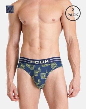 pack of 2 men printed briefs with elasticated waist