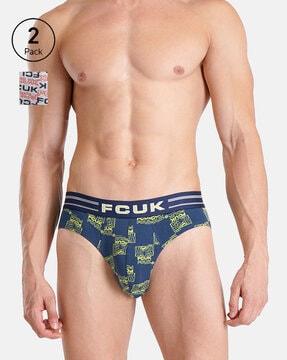 pack of 2 men printed briefs with elasticated waist