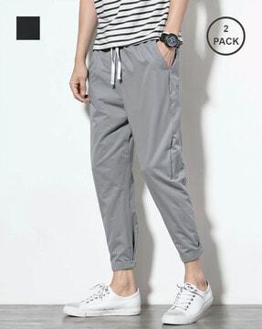 pack of 2 men straight track pants with elasticated waist