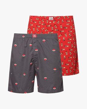 pack of 2 novelty print slim boxers with back patch pocket