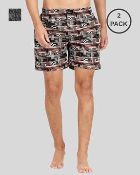 pack of 2 printed boxer with elasticated waist