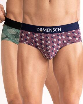 pack of 2 printed briefs with logo waistband