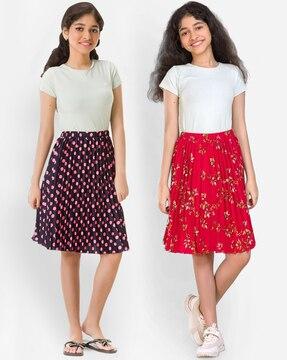 pack of 2 printed flared  skirt