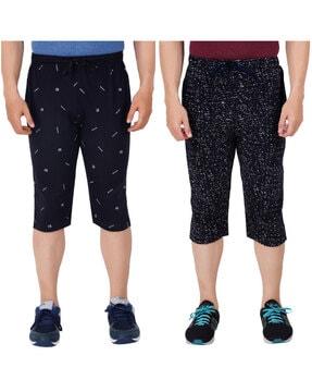pack of 2 printed flat front 3/4th shorts