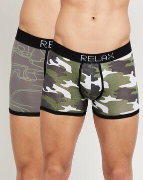 pack of 2 printed trunks with elasticated waistband