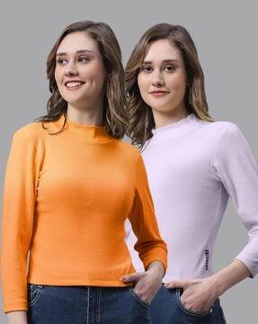 pack of 2 ribbed high-neck tops