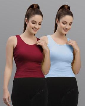 pack of 2 ribbed round-neck tops