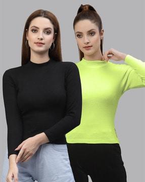 pack of 2 ribbed slim fit tops