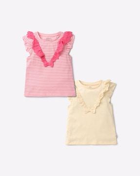 pack of 2 round-neck t-shirts with ruffles