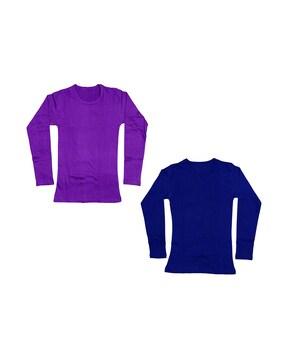 pack of 2 solid round neck t-shirt