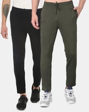 pack of 2 straight track pants with elasticated drawstring waist