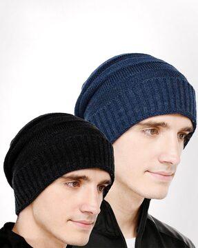 pack of 2 textured beanies