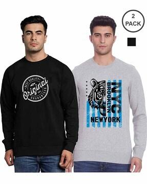 pack of 2 typographic print crew-neck sweatshirts