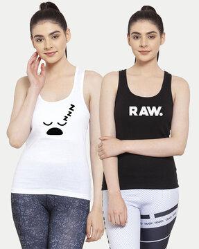 pack of 2 typography print tank top