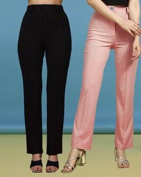 pack of 2 women straight fit flat-front trousers