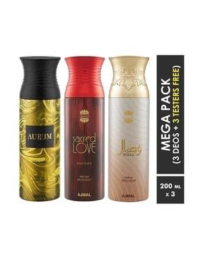 pack of 3 aurum & sacred love & wisal deodorant spray