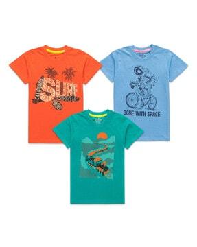pack of 3 boys regular fit round-neck t-shirts