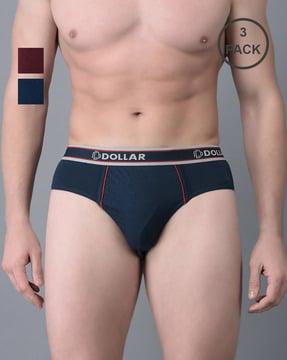 pack of 3 cotton briefs with logo waistband