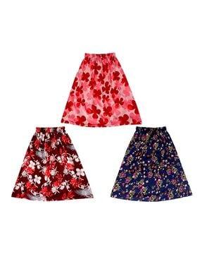 pack of 3 floral print a-line skirts