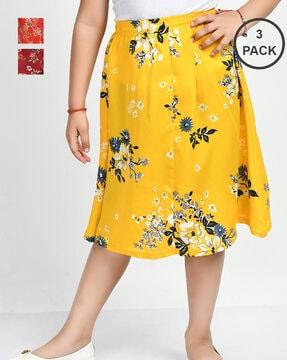 pack of 3 floral print flared skirts