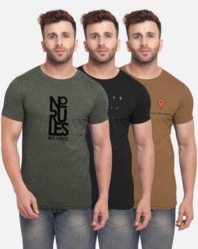 pack of 3 graphic print crew-neck t-shirts