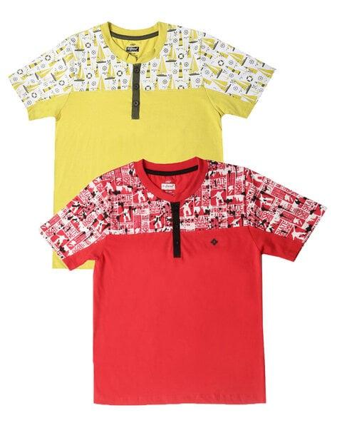pack of 3 graphic print henley t-shirt