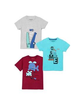 pack of 3 graphic print round neck t-shirts