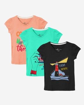 pack of 3 graphic print v-neck t-shirts