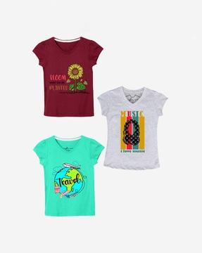 pack of 3 graphic print v-neck t-shirts