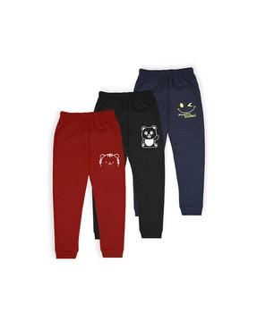 pack of 3 graphic printed straight track pants