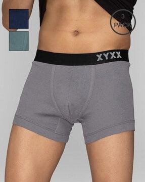 pack of 3 logo print trunks with elasticated waist