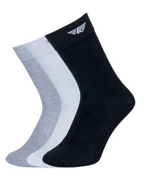 pack of 3 men logo print mid-calf length socks