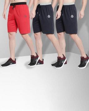 pack of 3 men logo print regular fit shorts