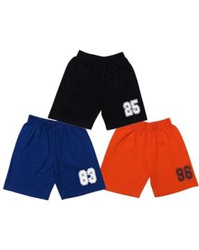 pack of 3 numeric print flat-front shorts