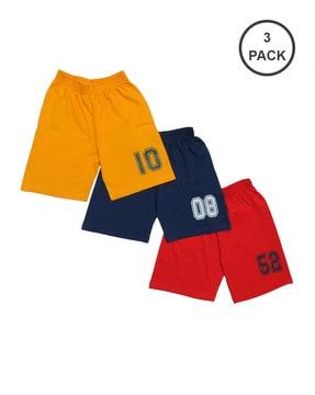 pack of 3 numeric print flat-front shorts