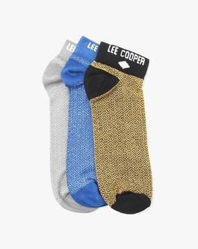 pack of 3 patterened-knit ankle-length socks