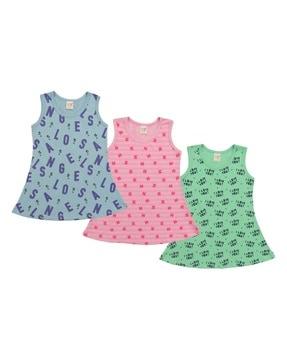 pack of 3 printed a-line dress