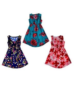 pack of 3 printed fit & flare dress