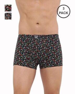 pack of 3 printed trunks with elasticated waist