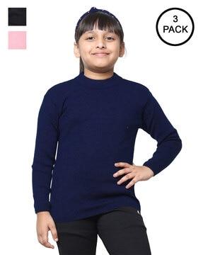 pack of 3 ribbed high-neck pullovers